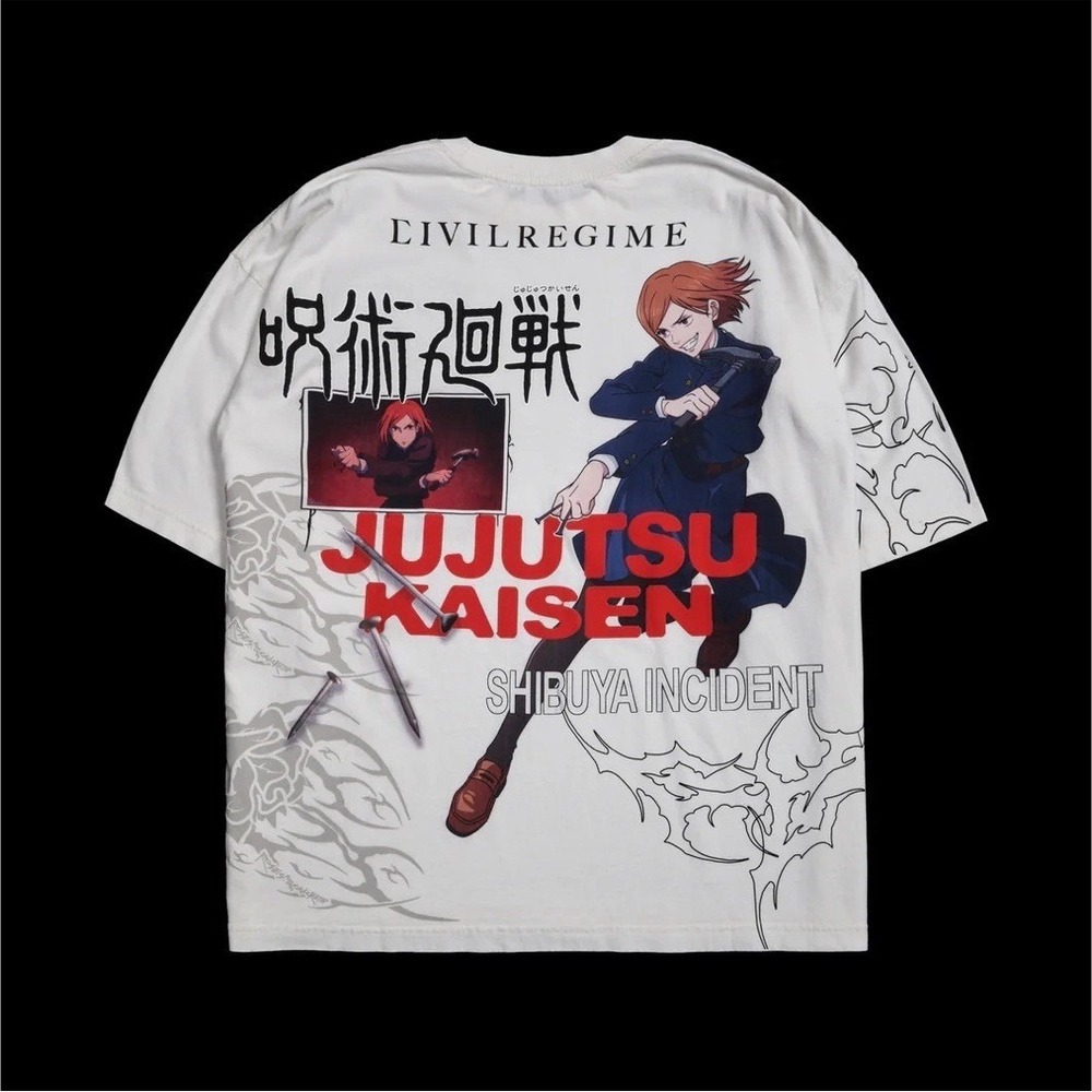 Civil Regime Jujutsu Kaisen Nobara Cursed Nails Dungeon Tee inButter size XXL